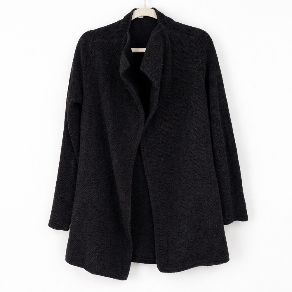 James Perse Standard Cardigan Womens Medium Black Open Front French Terry